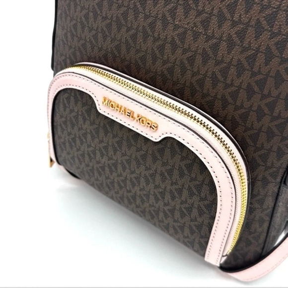 Michael Kors Medium Jaycee Zip Packet Backpack Brown/Powder Blush - Picture 7 of 14